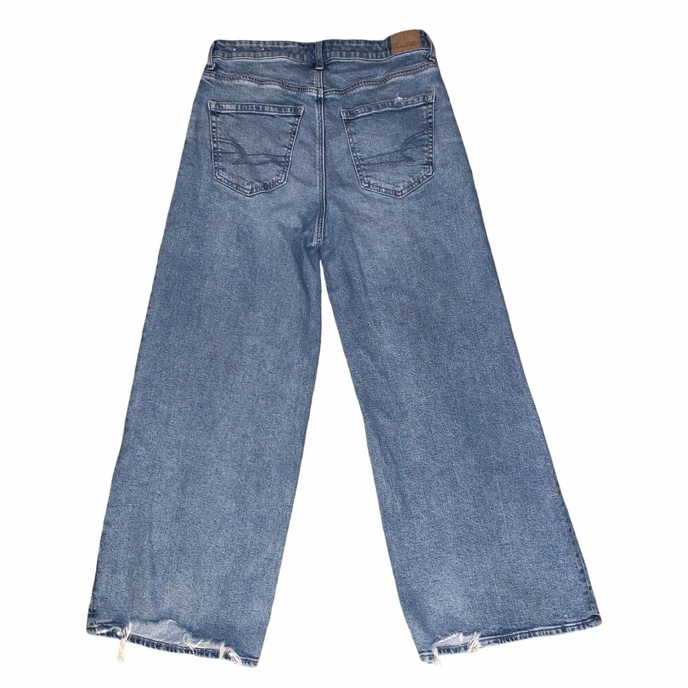 American Eagle Strigid Super High Rise Baggy Wide Leg Jeans Womens Sz 4 Short